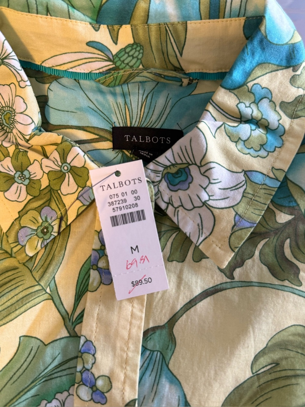 NWT Talbots Cotton Button-Down Blouse Sz M (19.5" P2P) - Picture 2 of 13